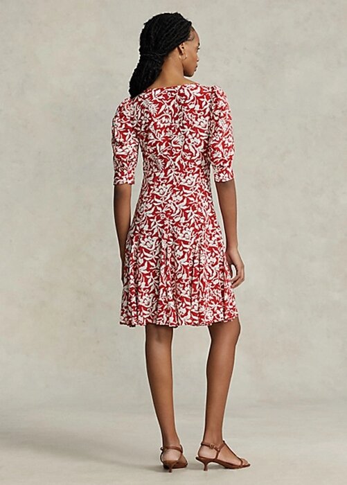Flower Women’s Ralph Lauren Floral Mutton-Sleeve Godet Crepe Dress Flower Women’s Ralph Lauren Floral Mutton-Sleeve Godet Crepe Dress