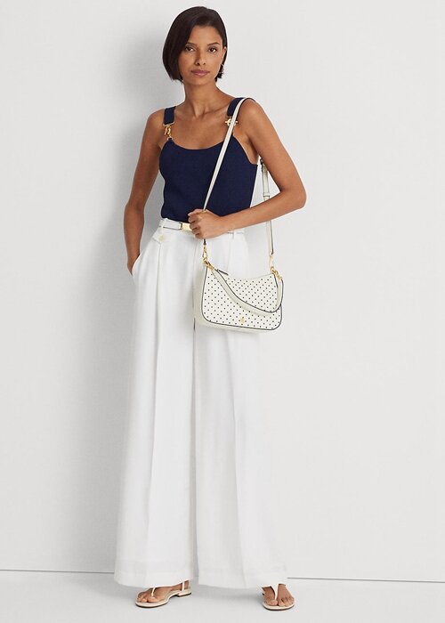 French Navy Dot/Cream Women’s Ralph Lauren Polka-Dot Leather Medium Handbag French Navy Dot/Cream Women’s Ralph Lauren Polka-Dot Leather Medium Handbag