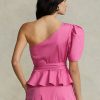 Fuchsia Women’s Ralph Lauren Belted One-Shoulder Cotton Tops