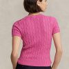 Fuchsia Women’s Ralph Lauren Cable-Knit Cotton Short-Sleeve Sweaters