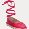 Fuchsia Women’s Ralph Lauren Cecilia Nappa Leather Lace-Up Flat Shoes