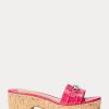 Fuchsia Women’s Ralph Lauren Roxanne Embossed Leather Sandals