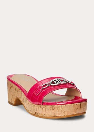 Fuchsia Women’s Ralph Lauren Roxanne Embossed Leather Sandals