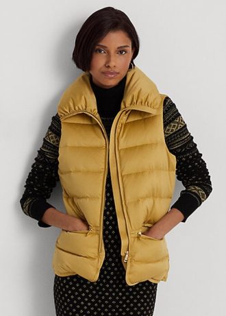 Gold Women’s Ralph Lauren Satin Quilted Down Vest