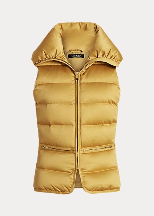 Gold Women’s Ralph Lauren Satin Quilted Down Vest Gold Women’s Ralph Lauren Satin Quilted Down Vest