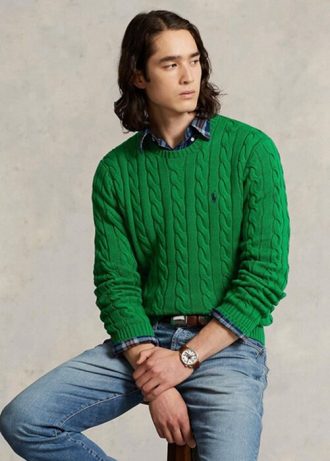 Green Men’s Ralph Lauren Cable-knit Cotton Jumper  Sweaters