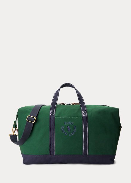 Green Men’s Ralph Lauren Logo-Embroidered Canvas Duffle Bags Green Men’s Ralph Lauren Logo-Embroidered Canvas Duffle Bags