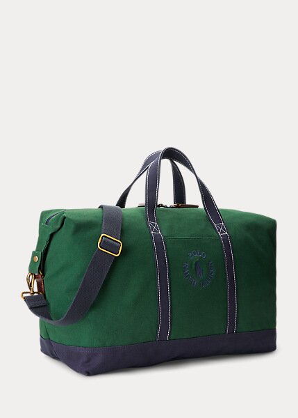 Green Men’s Ralph Lauren Logo-Embroidered Canvas Duffle Bags Green Men’s Ralph Lauren Logo-Embroidered Canvas Duffle Bags