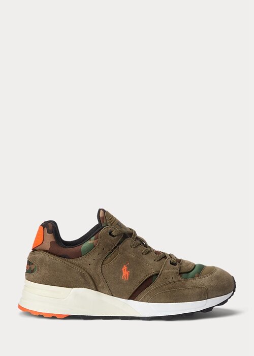 Green Men’s Ralph Lauren Trackster 200 Suede & Camo Twill Sneakers Green Men’s Ralph Lauren Trackster 200 Suede & Camo Twill Sneakers