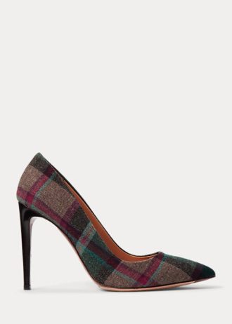 Green / Red Women’s Ralph Lauren Celia Plaid Wool Heels
