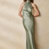 Green Women’s Ralph Lauren Chilton Washed Satin Evening Dress