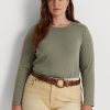 Green Women’s Ralph Lauren Cotton-Blend Long-Sleeve Tops Green Women’s Ralph Lauren Cotton-Blend Long-Sleeve Tops