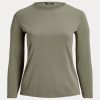 Green Women’s Ralph Lauren Cotton-Blend Long-Sleeve Tops Green Women’s Ralph Lauren Cotton-Blend Long-Sleeve Tops