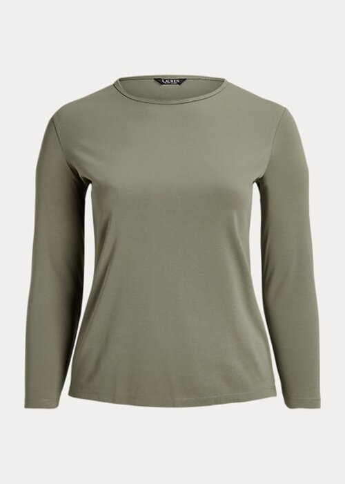 Green Women’s Ralph Lauren Cotton-Blend Long-Sleeve Tops Green Women’s Ralph Lauren Cotton-Blend Long-Sleeve Tops