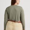 Green Women’s Ralph Lauren Cotton-Blend Long-Sleeve Tops Green Women’s Ralph Lauren Cotton-Blend Long-Sleeve Tops