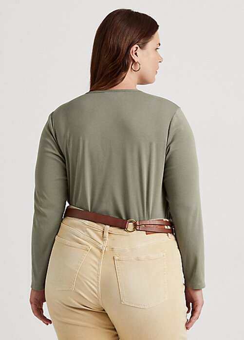 Green Women’s Ralph Lauren Cotton-Blend Long-Sleeve Tops Green Women’s Ralph Lauren Cotton-Blend Long-Sleeve Tops