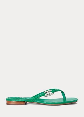 Green Women’s Ralph Lauren Emalia Nappa Leather Flip Flops
