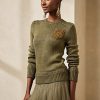 Green Women’s Ralph Lauren Embellished Silk-Blend Crewneck Sweaters Green Women’s Ralph Lauren Embellished Silk-Blend Crewneck Sweaters