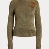 Green Women’s Ralph Lauren Embellished Silk-Blend Crewneck Sweaters Green Women’s Ralph Lauren Embellished Silk-Blend Crewneck Sweaters