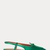 Green Women’s Ralph Lauren Silk-Blend Satin Slingback Flat Shoes
