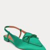 Green Women’s Ralph Lauren Silk-Blend Satin Slingback Flat Shoes