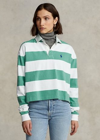 Green Women’s Ralph Lauren Striped Cropped Jersey Rugby Shirts