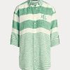 Green Women’s Ralph Lauren Striped Oversize Linen Shirts Green Women’s Ralph Lauren Striped Oversize Linen Shirts