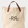 Greige Women’s Ralph Lauren Logo Canvas Market Tote Bags