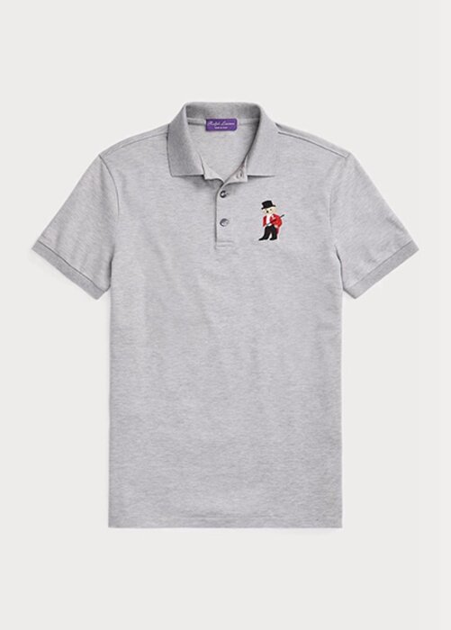 Grey Men’s Ralph Lauren Custom Slim Fit Bear Polo Shirts Grey Men’s Ralph Lauren Custom Slim Fit Bear Polo Shirts