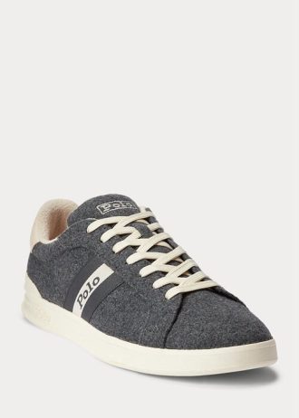 Grey Men’s Ralph Lauren Heritage Court II Flannel Sneakers