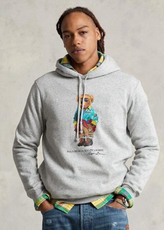 Grey Men’s Ralph Lauren Polo Bear Fleece  Hoodie