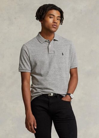 Grey Men’s Ralph Lauren Slim Fit Mesh  Polo Shirts