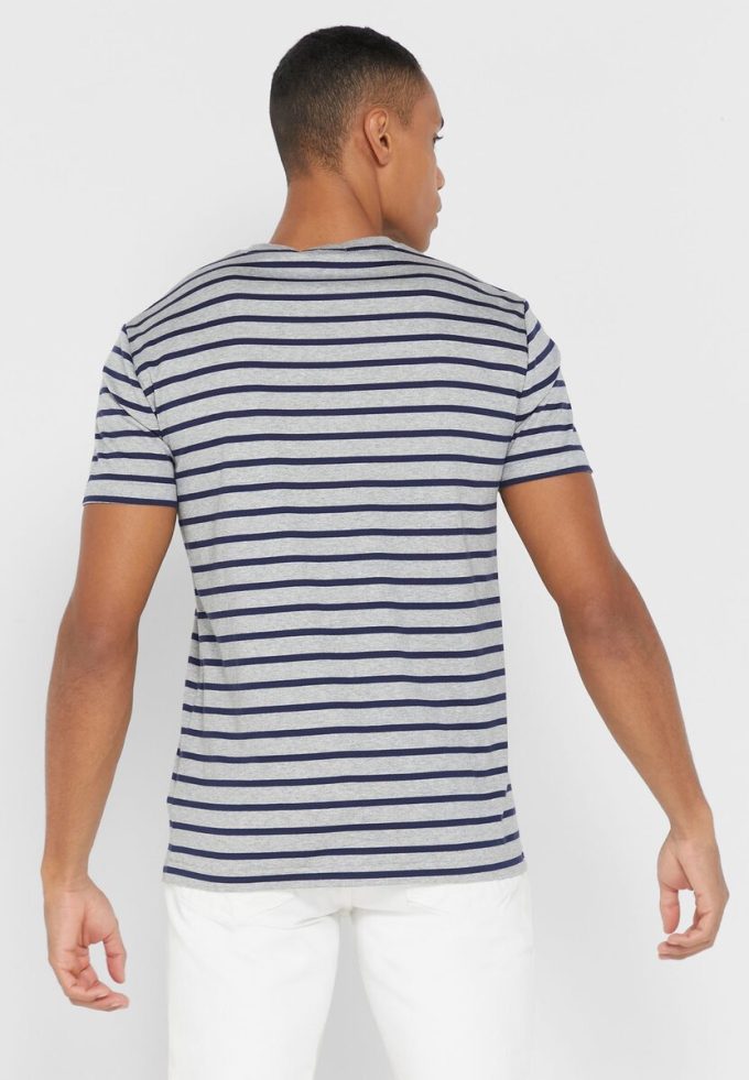 Grey Men’s Ralph Lauren Striped Crew Neck T Shirts Grey Men’s Ralph Lauren Striped Crew Neck T Shirts
