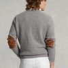 Grey Men’s Ralph Lauren Suede-patch Wool Crewneck Jumper  Sweaters