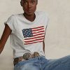 Grey Women’s Ralph Lauren Flag Cotton Jersey T Shirts