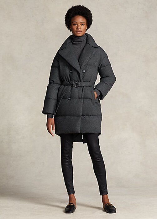 Grey Women’s Ralph Lauren Quilted Double-Breasted Down Coats Grey Women’s Ralph Lauren Quilted Double-Breasted Down Coats