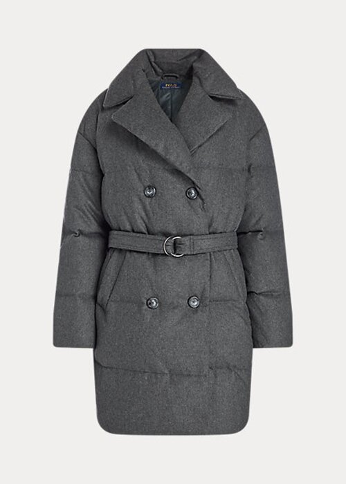 Grey Women’s Ralph Lauren Quilted Double-Breasted Down Coats Grey Women’s Ralph Lauren Quilted Double-Breasted Down Coats