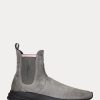 Grey Women’s Ralph Lauren Slip-On Suede Sock Sneakers