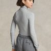 Grey Women’s Ralph Lauren Stretch Ribbed Turtleneck T Shirts