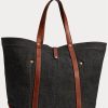Indigo Women’s Ralph Lauren Leather-Trim Denim Tote Bags