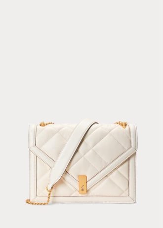 Ivory Women’s Ralph Lauren Polo ID Quilted Leather Envelope Crossbody Bags