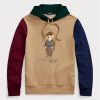 Khaki Men’s Ralph Lauren Polo Bear Colour-blocked Fleece  Hoodie