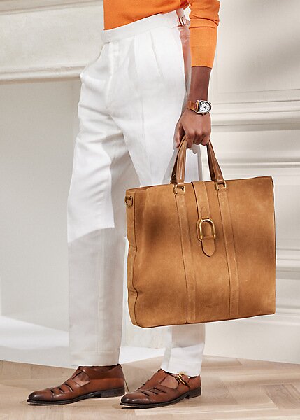 Khaki Men’s Ralph Lauren Welington Calf-Suede Tote Bags Khaki Men’s Ralph Lauren Welington Calf-Suede Tote Bags