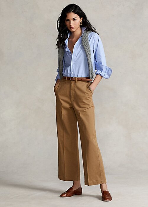 Khaki Women’s Ralph Lauren Chino Wide-Leg Pants Khaki Women’s Ralph Lauren Chino Wide-Leg Pants