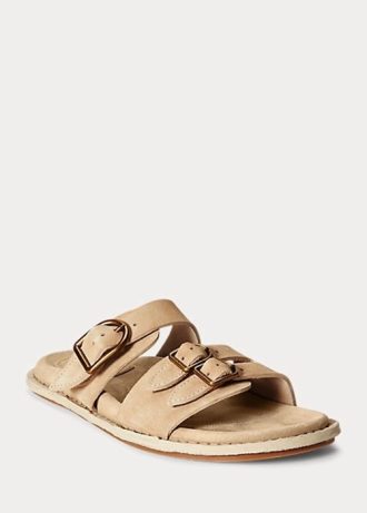 Khaki Women’s Ralph Lauren Ezra Calfskin Suede Sandals