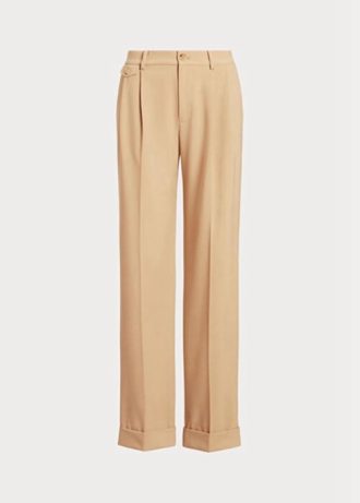 Khaki Women’s Ralph Lauren Pleated Wool-blend Twill  Pants