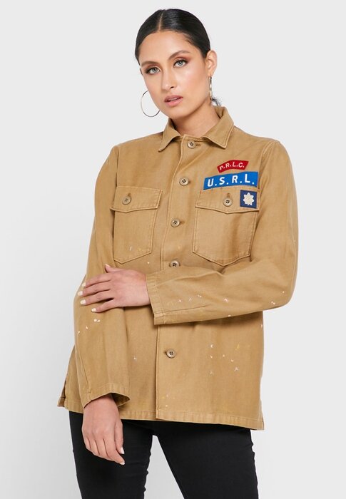 Khaki Women’s Ralph Lauren Pocket Detail Button Down Shirts Khaki Women’s Ralph Lauren Pocket Detail Button Down Shirts