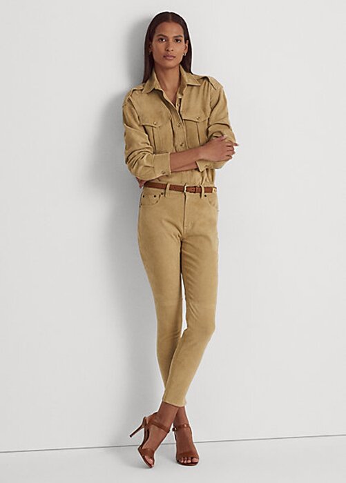 Khaki Women’s Ralph Lauren Suede High-Rise Skinny Ankle Pants Khaki Women’s Ralph Lauren Suede High-Rise Skinny Ankle Pants