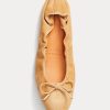 Khaki Women’s Ralph Lauren The Suede Pony Ballet Flat Shoes