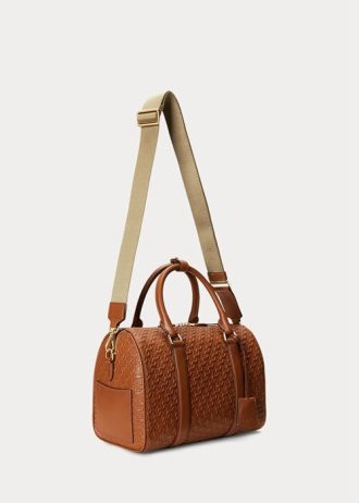 Lauren Tan/Buff Women’s Ralph Lauren Debossed Leather Medium Kaden Satchel Bags